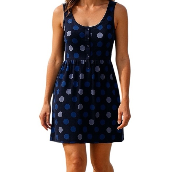 French Connection Navy Polka Dot Fit & Flare Dress | XS - Picture 1 of 13